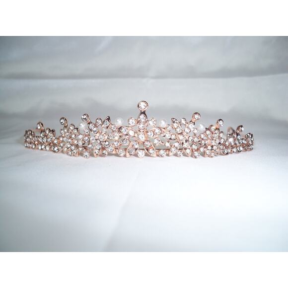 gold tiara, gold bridal tiara, gold Quinceanera party pageant birthday  tiara - Picture 1 of 8